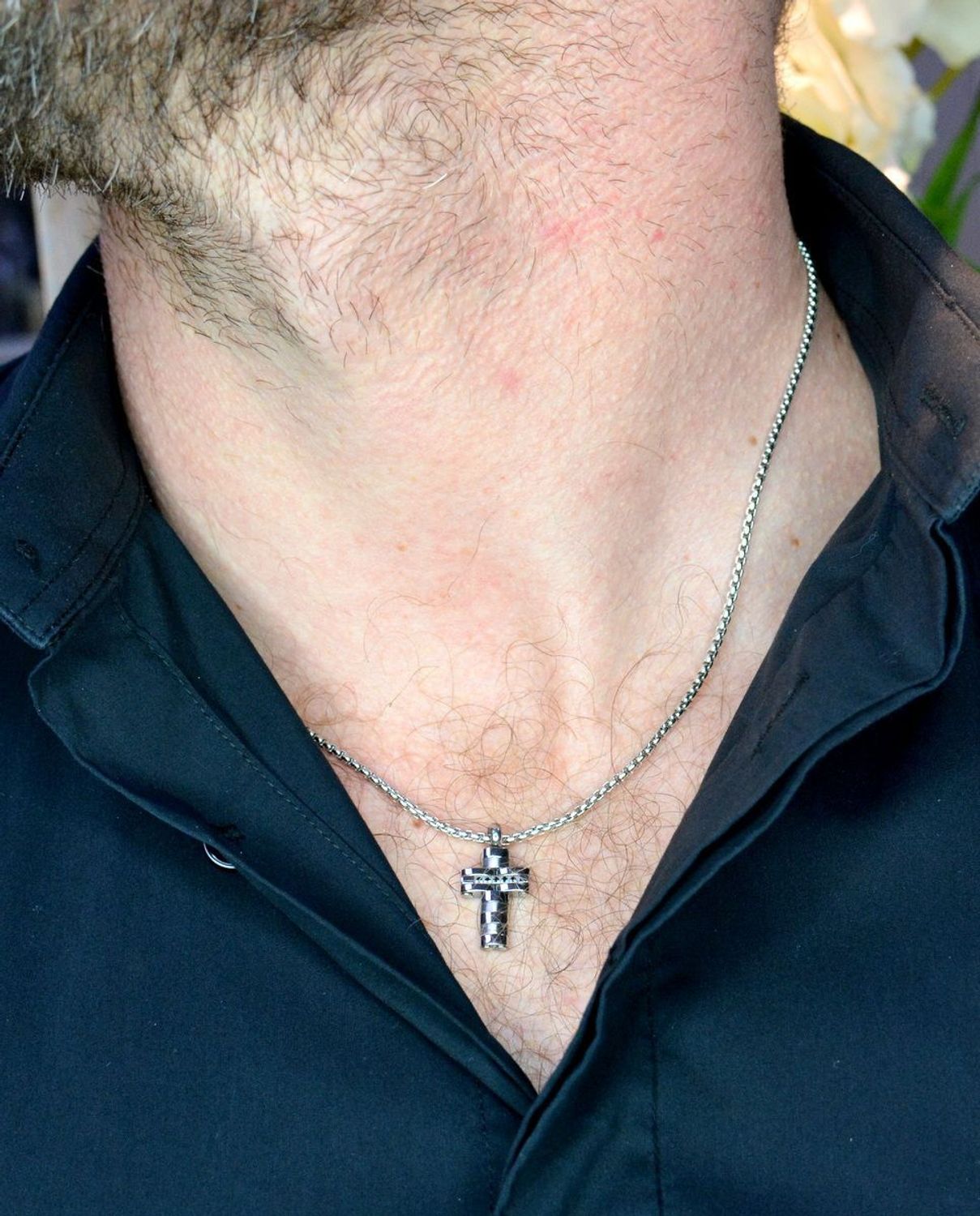 Naszyjnik stalowy męski Nomination Italy Strong Krzyż Srebrny z Diamentami 028304 009f.jpg